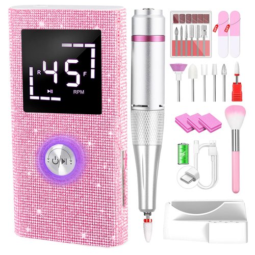 CozyZen Cordless Electric Nail Drill, 45000 RPM Rechargeable Diamond E-File, Portable & Low Noise for Acrylic/Gel Nails, Manicure & Pedicure - Professional & Home Use