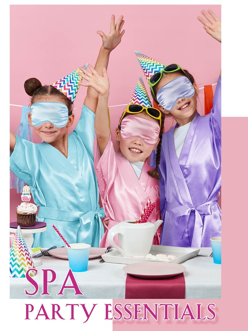 Sintuff 24 Pcs Sleepover Party Supplies for Girls 6 Spa Robes for Girls Slumber Party 6 Tote Bags 6 Headbands 6 Spa Masks(Size 12,Multicolor)