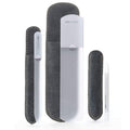 GERMANIKURE Glass Nail File Set in Fitted Cases- Ethically Made in Czech Republic - Professional Permanently Etched Fingernail File, Small Travel File, Cuticle Remover Stick