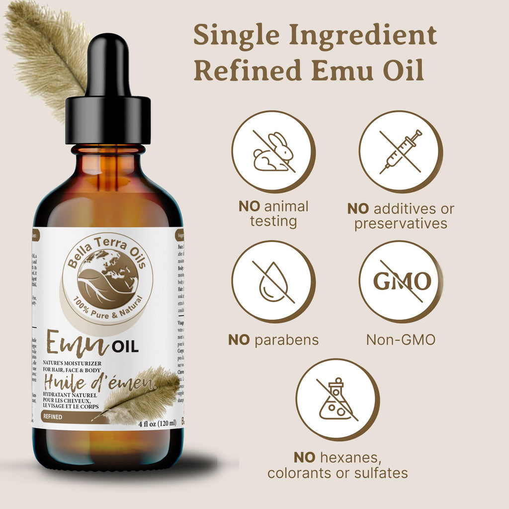 Bella Terra Oils - Emu Oil 8 oz - Celebrate the Australian Emu Heritage, Enveloped in Vitamin-rich Goodness, A Touch of Elegance for Skin