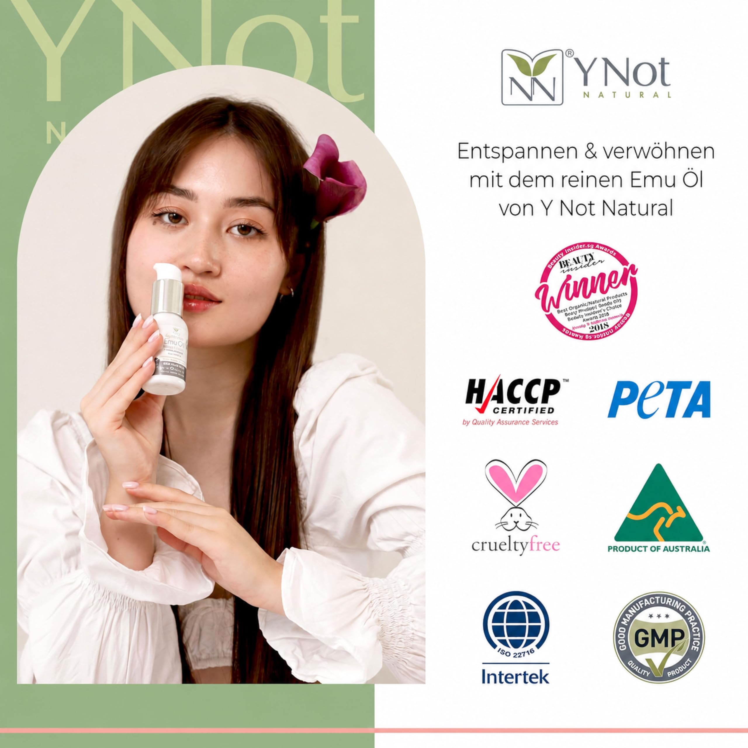 Y Not Natural Pure Emu Oil - Organic Moisture for Face, Body, Hair, Scalp & Nails - Rich in Omega 3-6-9, Vitamins & Essential Minerals - Australian Emu Oil (60ml) 2.03 fl oz - Pink Sugar