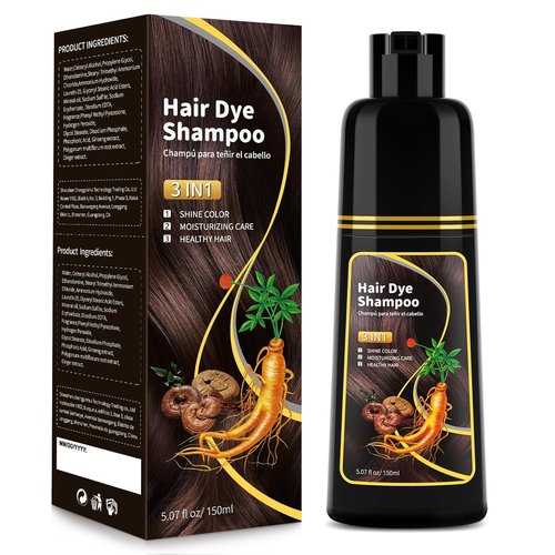 Dark Brown Hair Dye Shampoo - Natural Gray Coverage & Nourishment | 150 ML Semi-Permanent Color