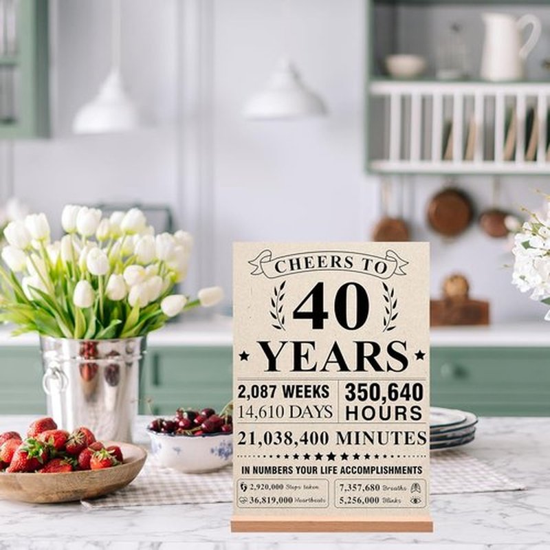 Trgowaul 40th Birthday Decorations - Vintage 1986 Acrylic Table Sign with Stand | Perfect Gift for Men
