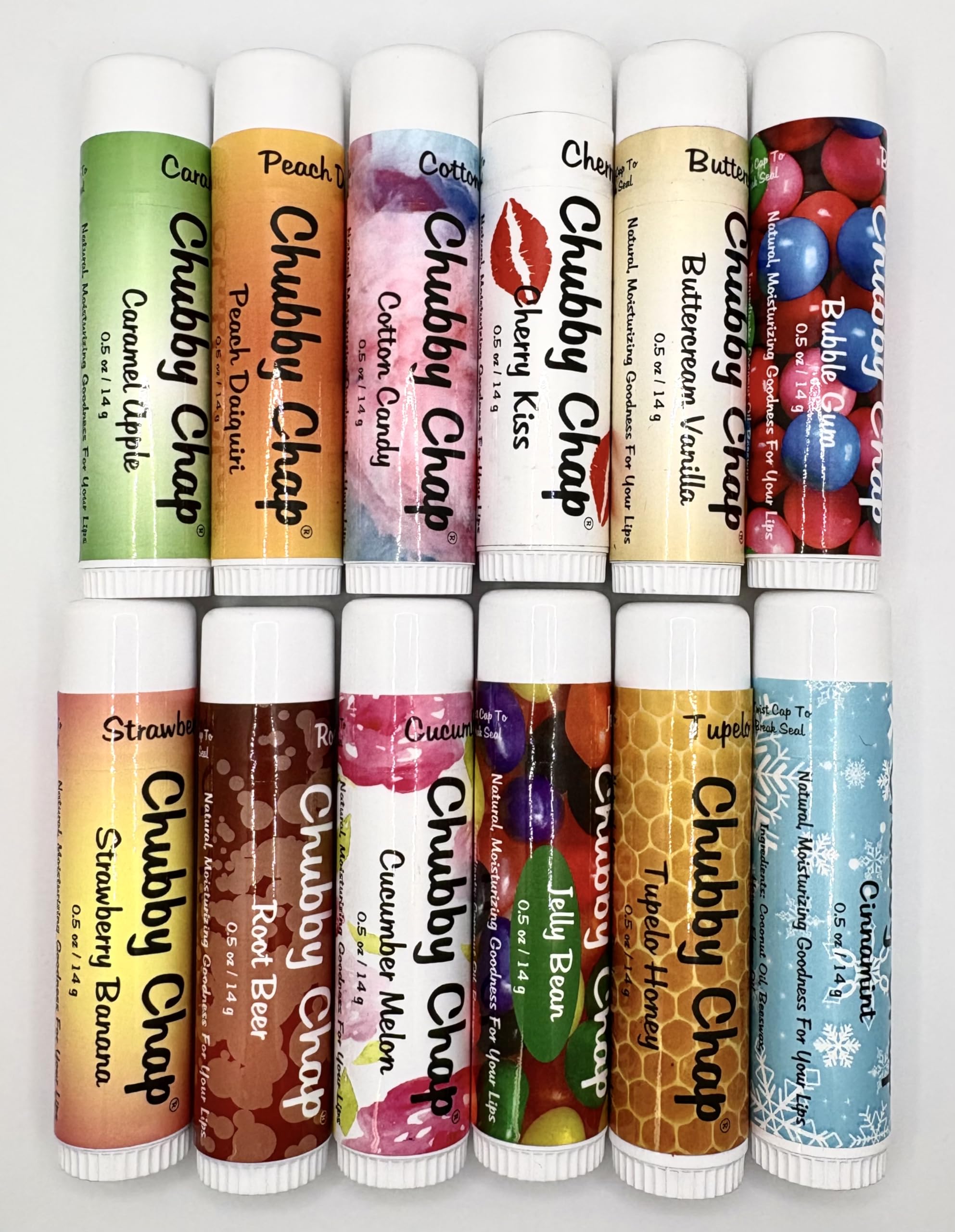 Chubby Chap - Large Jumbo Natural Lip Balm - 12 Count Variety Pack