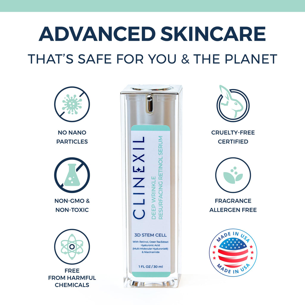 Clinexil Anti-Aging Retinol Collagen Serum for Face- 1% Encapsulated Retinol, Niacinamide & Hyaluronic Acid Improves Wrinkles, Hydration, Skin Texture. Gentle for Sensitive Skin-Fragrance Free-1 FL OZ