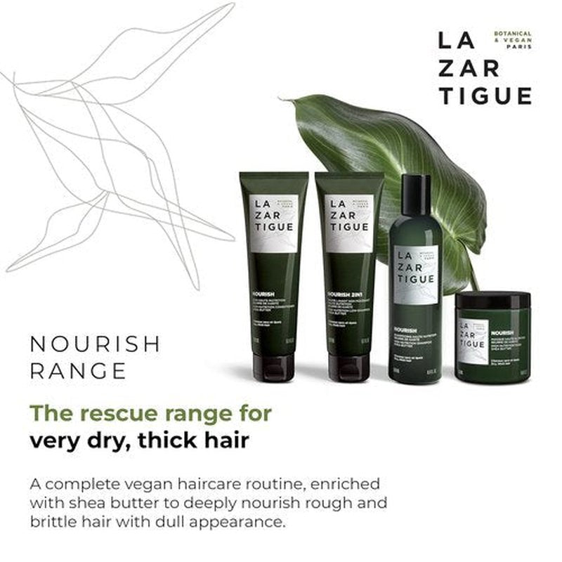 Lazartigue Nourish Shampoo - Intense Hydration with Shea & Babassu Butters | Vegan & Sulfate-Free, 8.4 Fl Oz