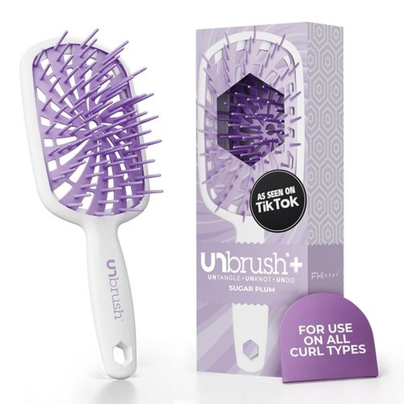 FHI Heat UNbrush Plus - Gentle Curly Hair Detangler Brush for Wet & Dry Hair | 84 UltraFlex Bristles