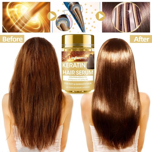 **Skiennix Keratin Hair Treatment Serum - Nourishing Leave-In Oil Capsules for All Hair Types**