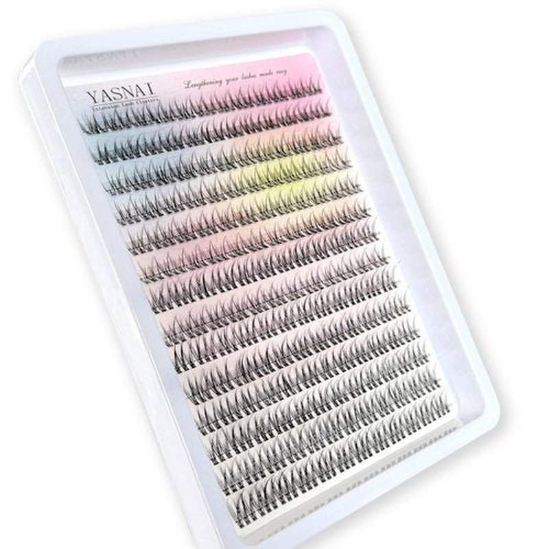 Lash Clusters Natural Look Wispy C Curl Lash Extensions, Natural Lash Clusters Clear Band 8-12MM 168pcs DIY Eyelash Extension, Yasnai Individual Eyelash Clusters DIY at Home