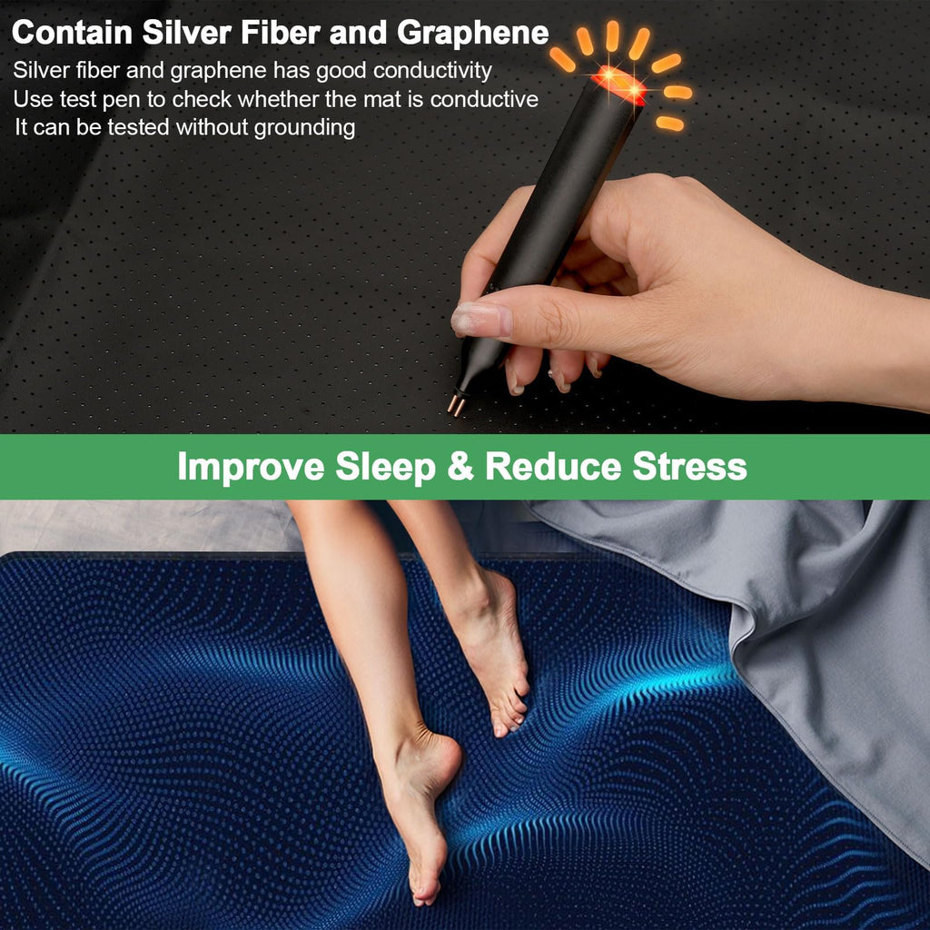 Grounding Mat for Bed, Anti-Static Earthing Pad for Home & Bed Use, Non-Slip Mat (Queen, 60"x27")