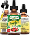 MYVIDAPURE Organic ROSEHIP OIL Certified Organic WILD GROWTH RAW Pure VIRGIN UNREFINED for Face, Body, Hair and Lip Care (1 Fl Oz)