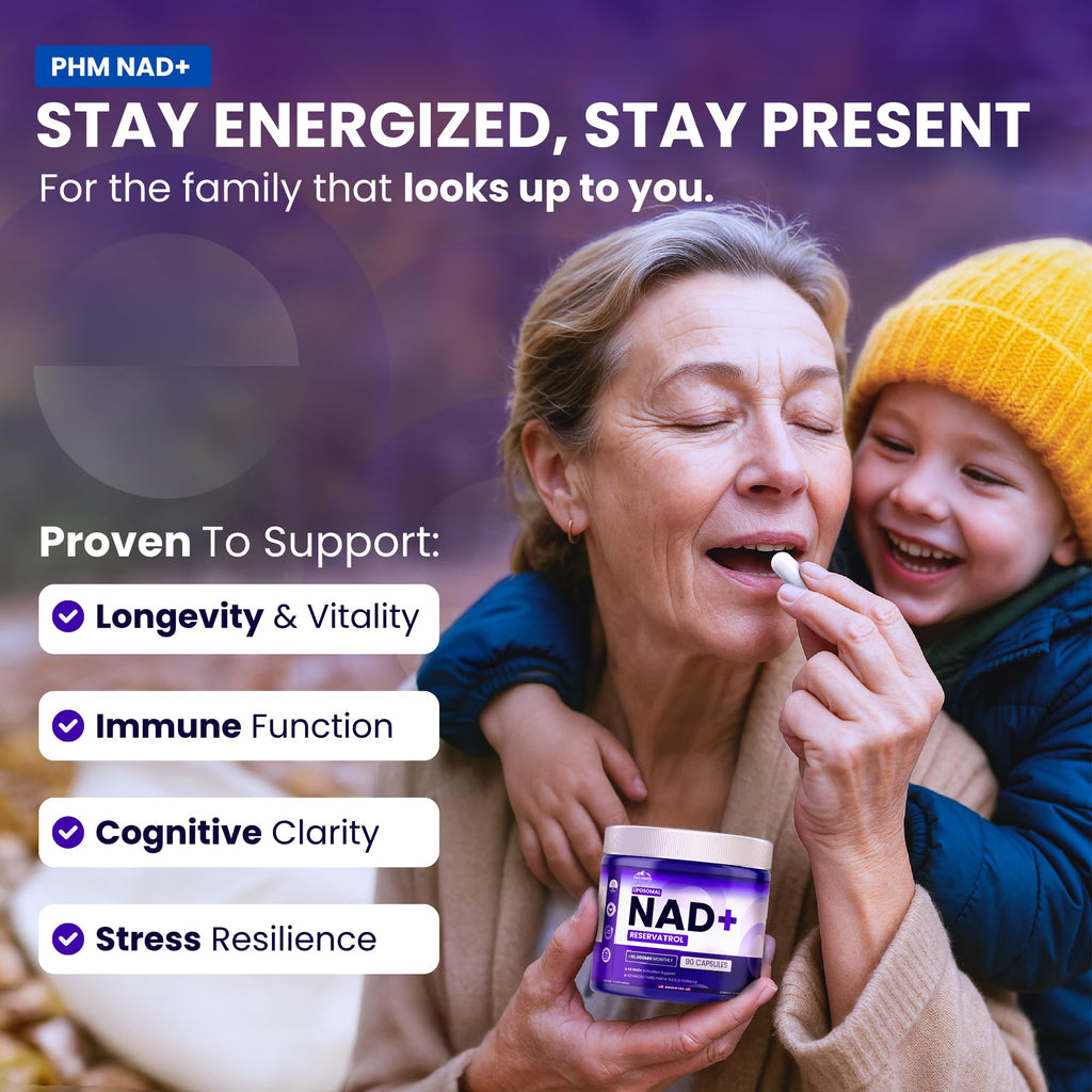 PURE HEALTH MAX PHM NAD Resveratrol Supplement - NAD+ Liposomal Supplements for Men and Women | NMN & NMNH Alternative | 90 Capsules, 1 Months Supply
