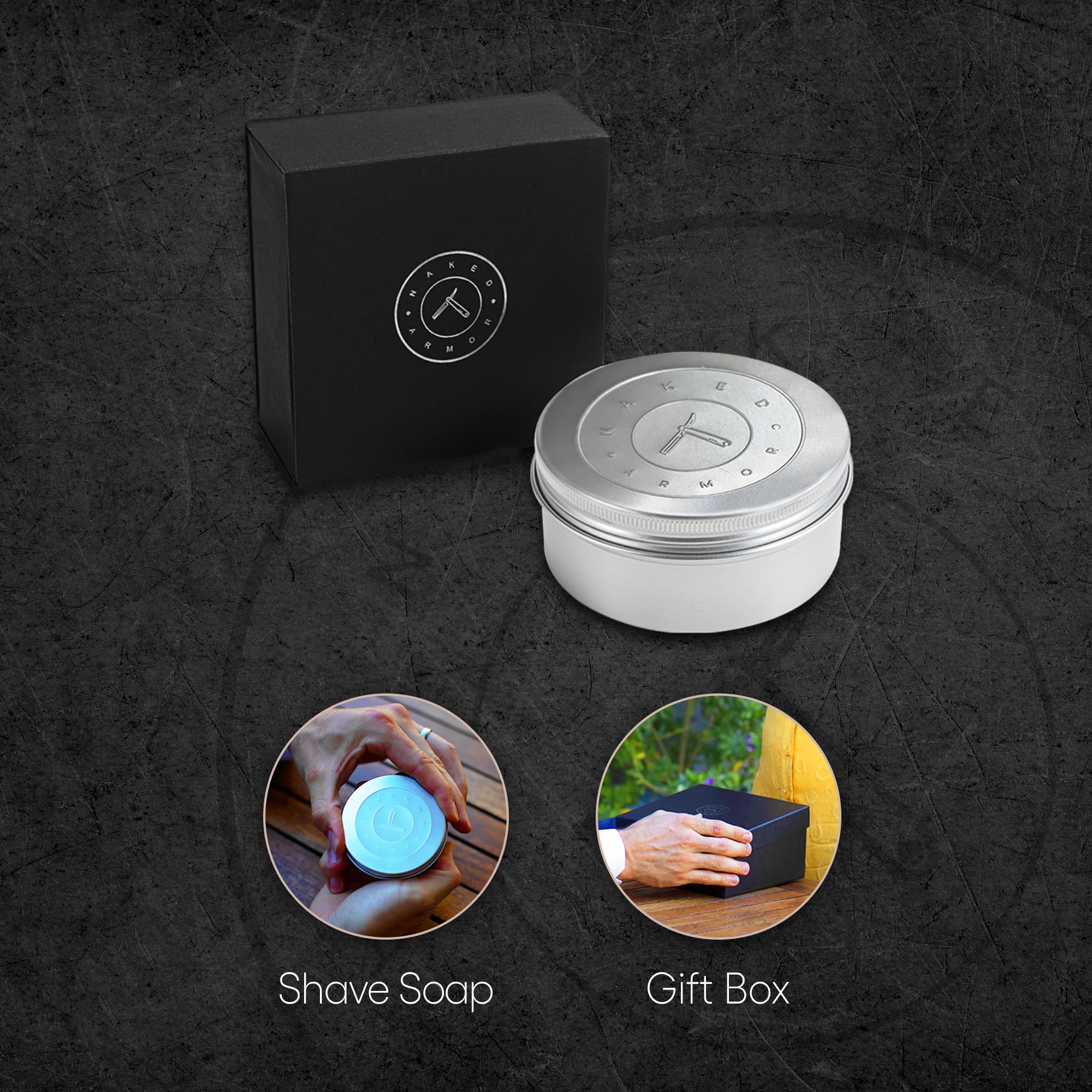 Naked Armor Organic Shave Soap for Men - Large 7oz Shaving Soap Tin for Sensitive Skin & Wet Shaving - Handmade with Shea Butter & Essential Oils - Rich Creamy Lather (Bay Rum)