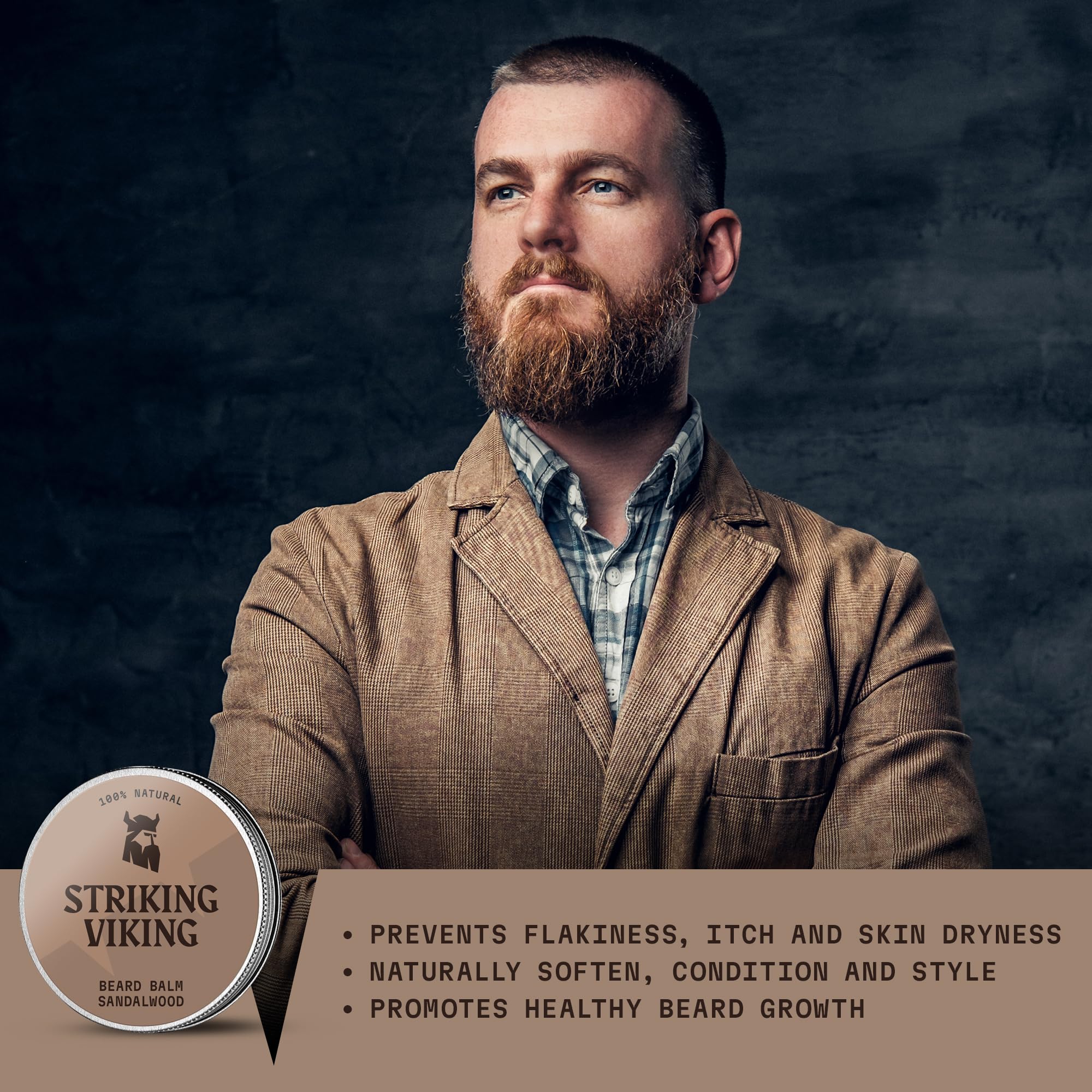 Striking Viking Beard Balm Sandalwood (1oz) & Beard Wash Sandalwood (17oz)