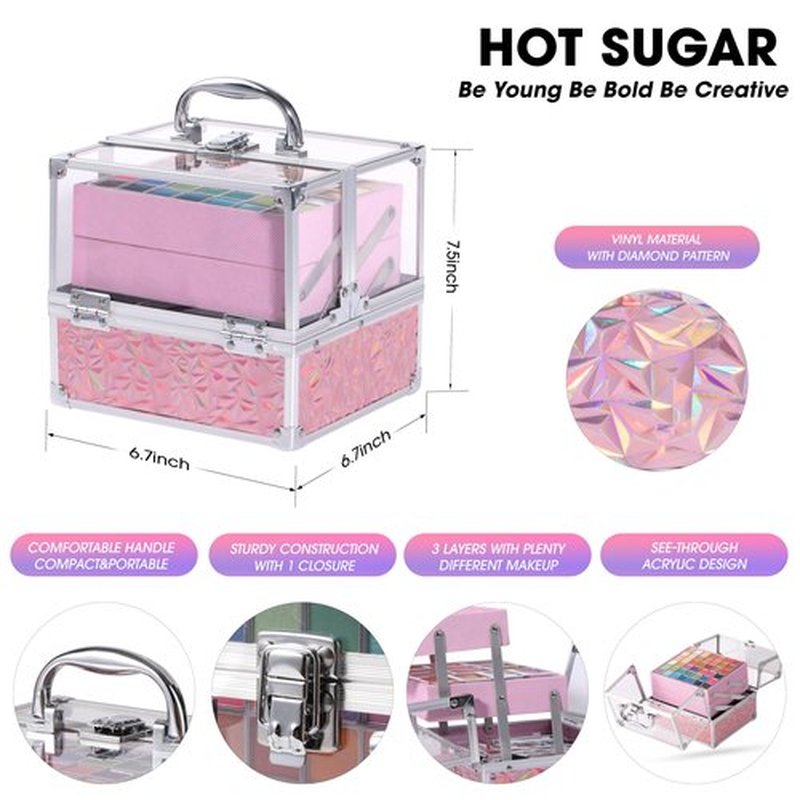 Hot Sugar Teen Makeup Kit for Girls 13-15, Makeup Gift Set for Birthday Parties Makeovers & Christmas (Pink)
