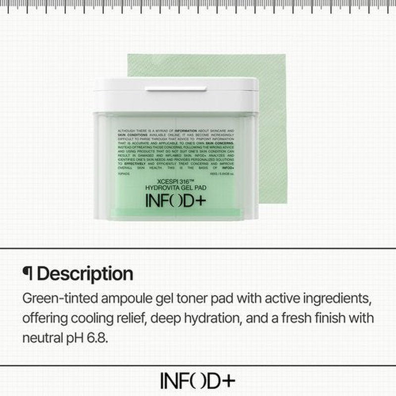 INFODPLUS HydroVita Cooling Gel Toner Pads, 70 Count – Korean Hydrating & Calming Facial Pads for Men & Women with Exosome & Ceramide, Oil Control, Gentle Pore Care, Fragrance-Free for Sensitive Skin