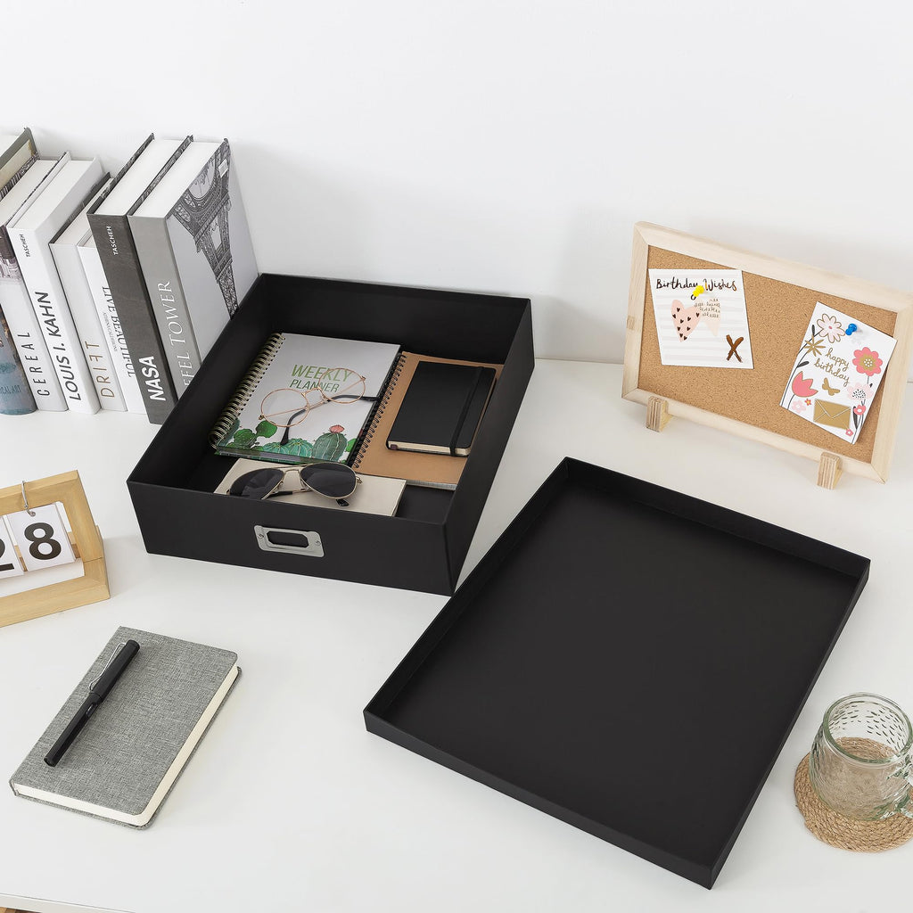 Soul & Lane - Black Scrapbook Photo Storage Box with Lid, 14.8x13x3.7 In