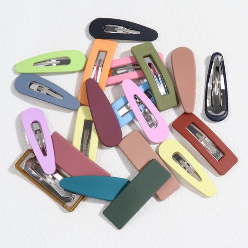 Small Barrettes for Women Girls, B.PHNE 2.1 Inch Snap Hair Clip for Thick or Thin Hair, Cute Student Matte Neutral Hair Accessories Hollow Rectangle and Drop 40 Pack