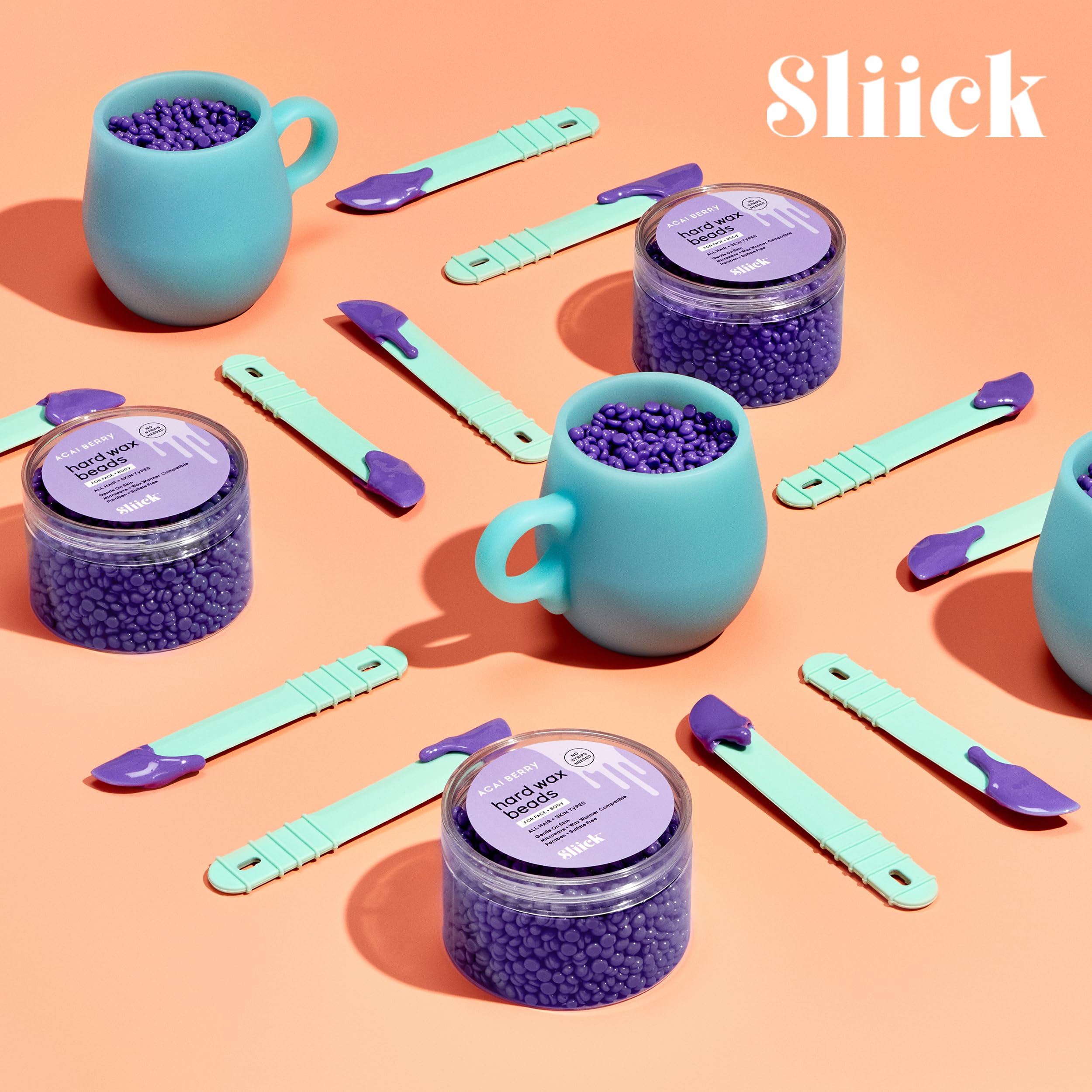 Sliick At Home Waxing Kit for Women – Acai Berry Scent, Hard Wax Kit for Hair Removal, Microwave Melting Cup, Applicator & Beads, At Home Wax Set