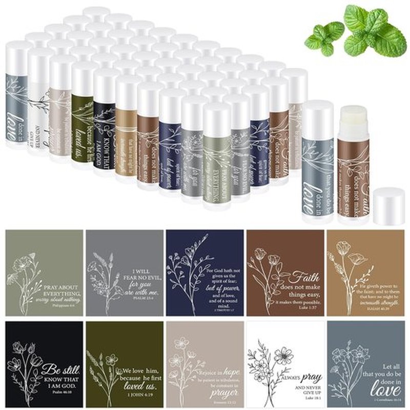 Skiennix 50 Pcs Christian Lip Balm Set - Perfect Religious Gifts for Easter & Mother's Day | Moisturizing Party Favors