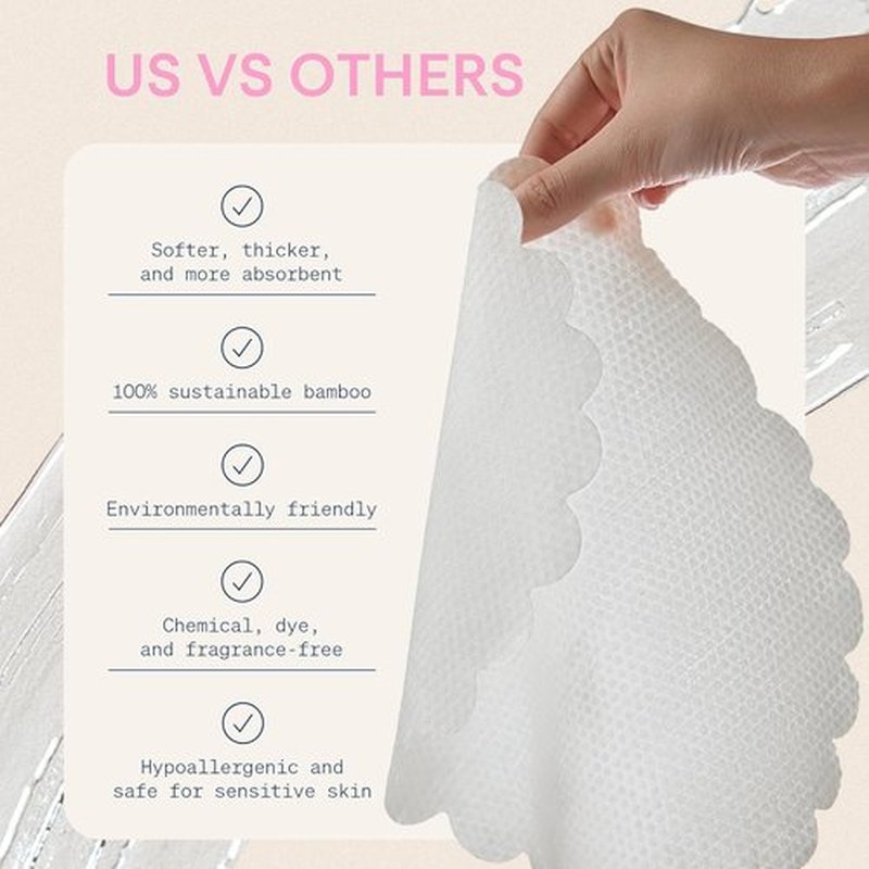 Skinny Confidential Disposable Face Towels - Silky Soft & Highly Absorbent 50 Count - Premium Bamboo Rayon for Sensitive Skin
