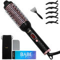 Babe Ceramic Thermal Brush with 10 Temperature Settings, 30s Fast Heated Round Brush for Blow Out Look Quick & Easy to Use with Dual Voltage