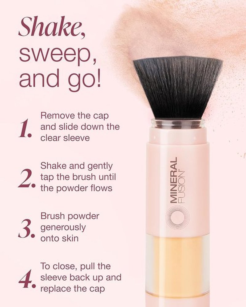 Mineral Fusion Brush-On Powder Sunscreen SPF 30 - Translucent Natural Face Protection | Hypoallergenic & Travel-Friendly