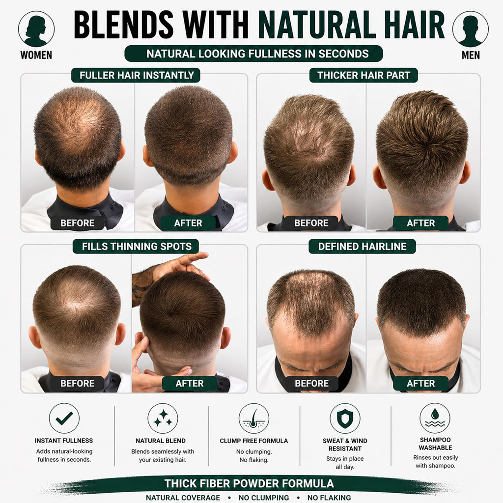 THICK FIBER Hair Fibers for Women & Men with Thinning Hair, (Medium Brown), 56g, Hair Loss Concealer, Covers Bald Spots, Hairline & Sparse Areas, Natural Fuller Looking Hair