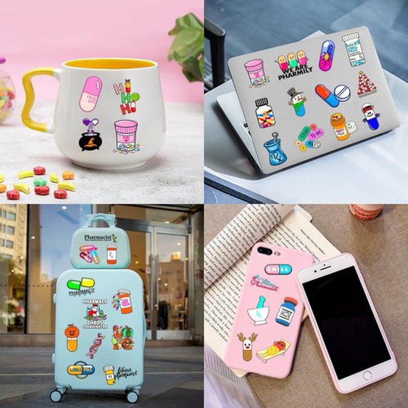 96PCS Funny Future Pharmacy Temporary Tattoos Happy Birthday Party Decorations Supplies Favors Decor Doctor Nurse Pharmacist Tattoo Stickers Gifts For Graduation Kids Adults Boys Girls Prizes Carnival
