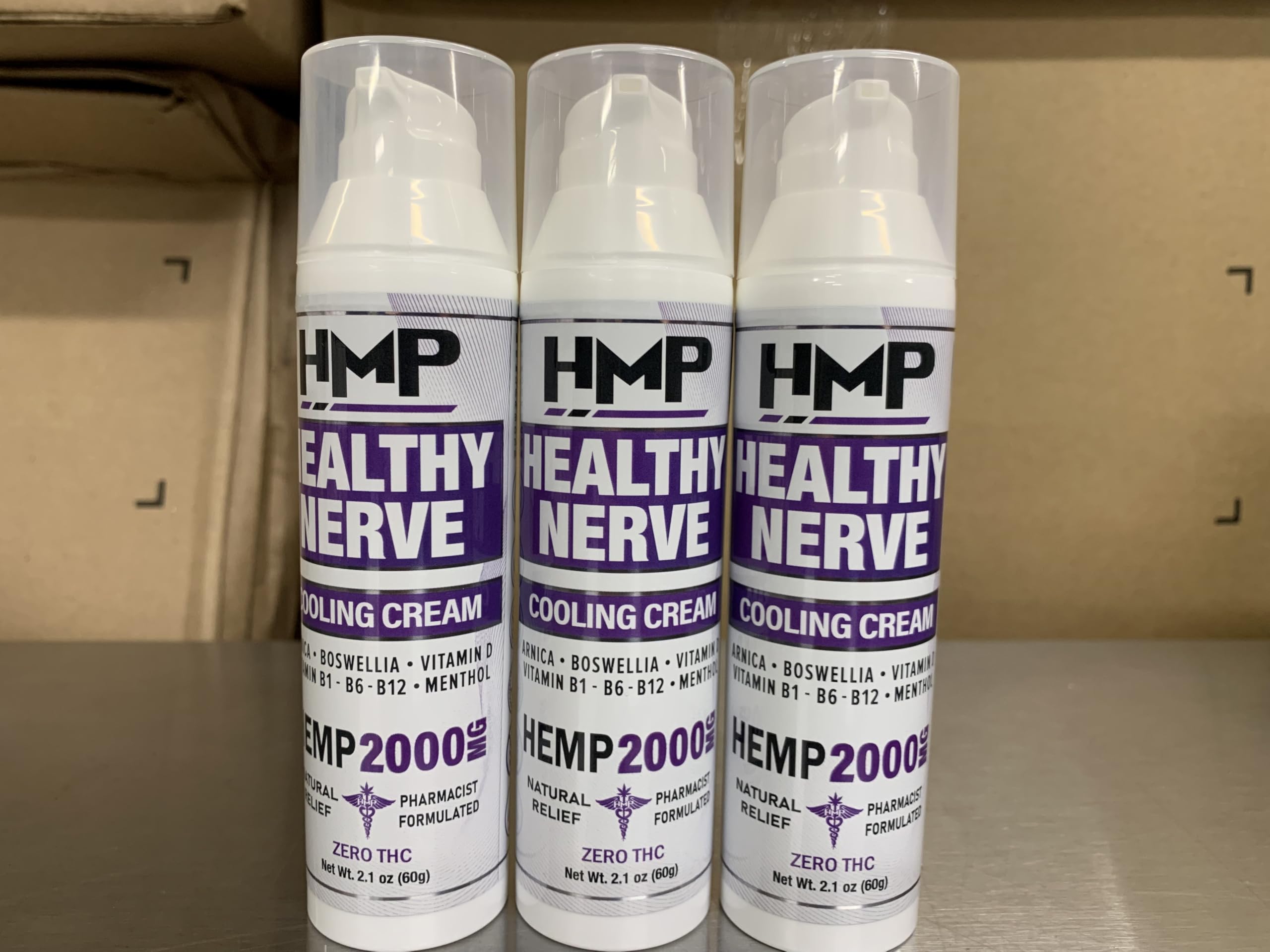HMP BRANDS Neuropathy Cream Nerve Hemp Cream 2000mg Maximum Strength for Feet, Hands, Legs, Toes, Back with Natural Arnica, Vitamin D3 B1 B6 B12, Menthol, Made in USA, 2.1oz