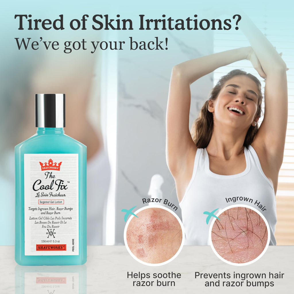 Shaveworks The Cool Fix Aftershave for Women: Pubic Hair Removal, Razor Bumps, Razor Burns, Ingrown Hair Treatment – After Shaving Post Waxing Bikini Area Moisturizing Skin Care Gel 5.3 Fl Oz