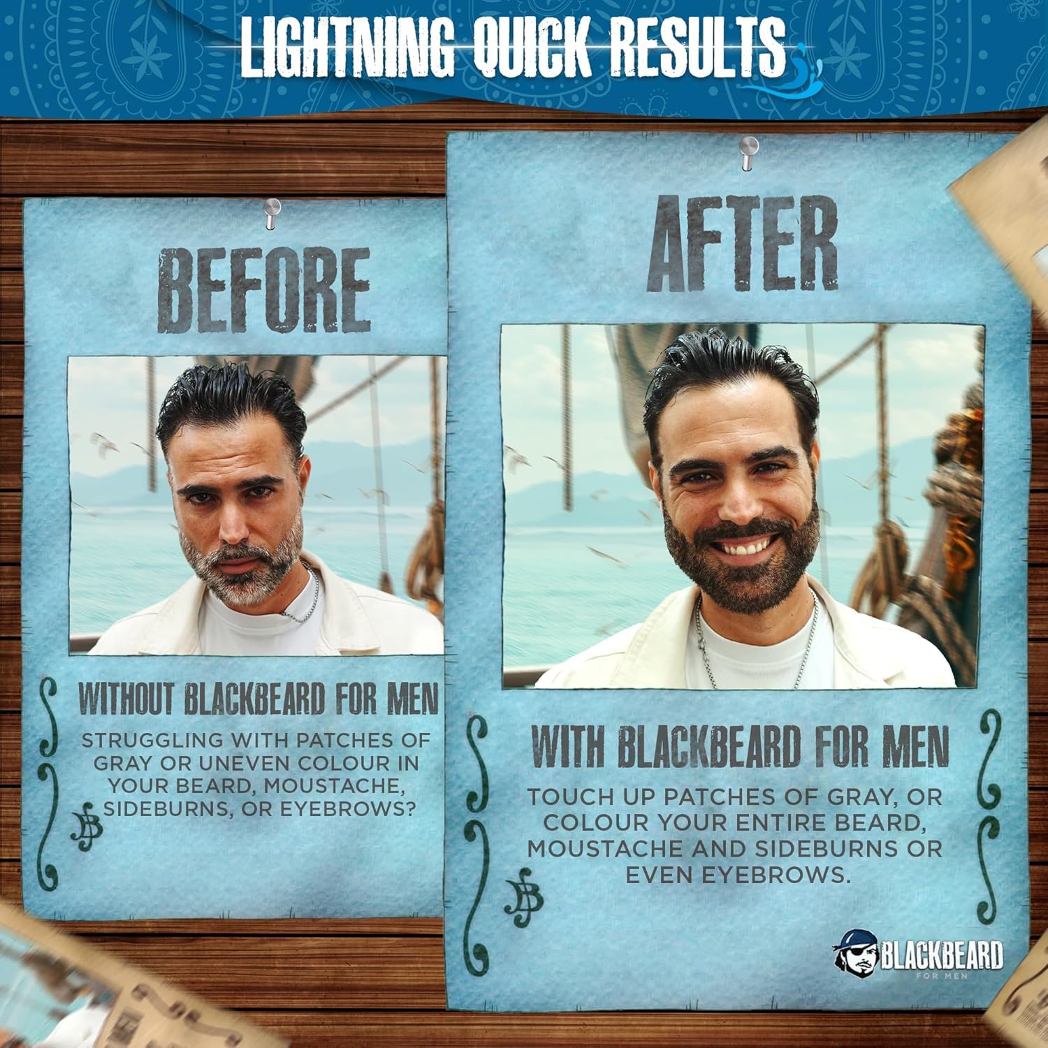 Blackbeard for Men Instant Beard Color, Dark Brown, 1 Pack