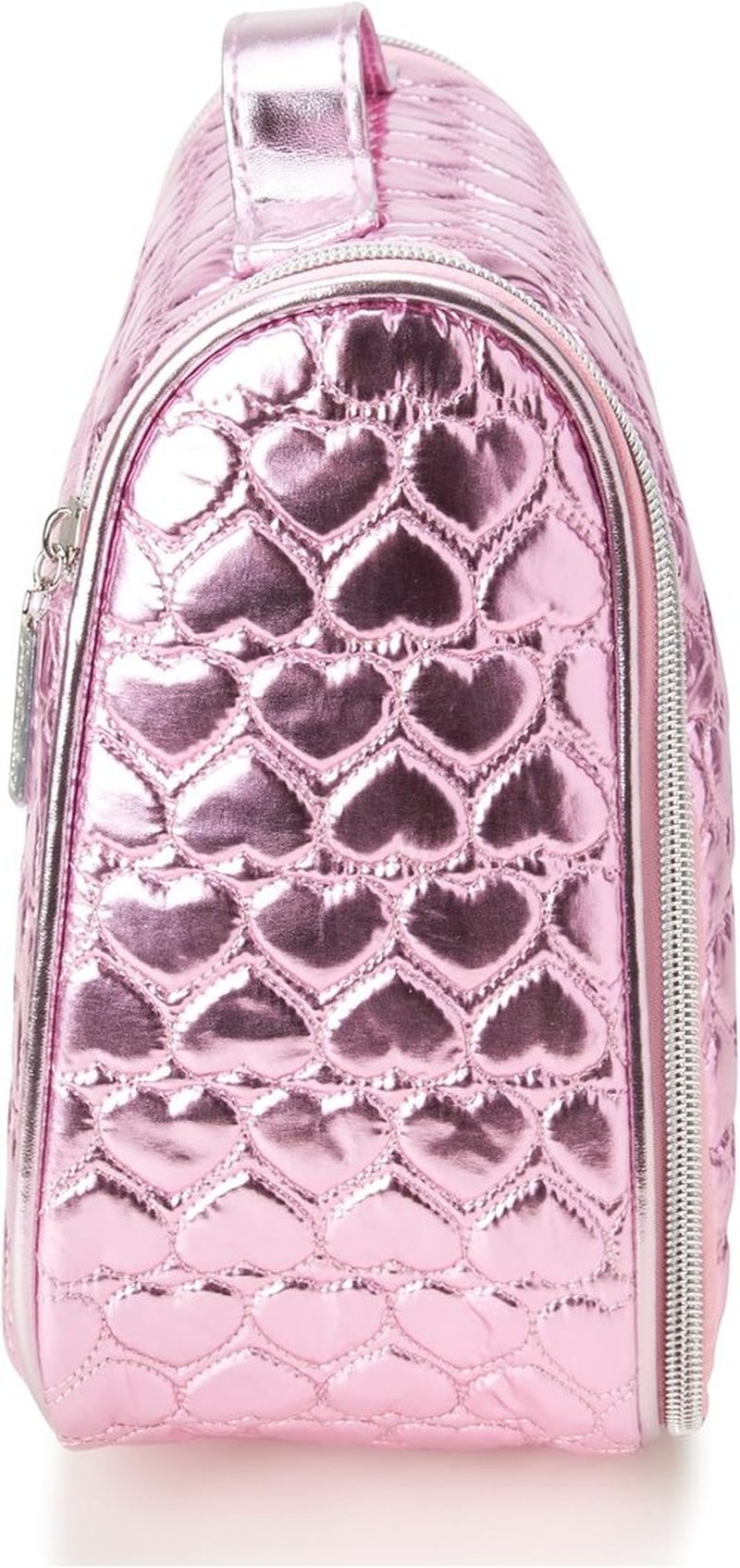 Juicy Couture Pink Makeup Bag - Shiny Puffer Heart Organizer with Travel Hook for Essentials
