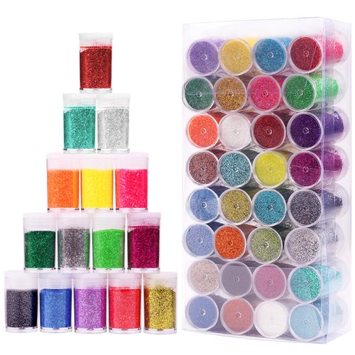 32 Color Fine Nail Glitter Powder for Resin Crafts Reflective Glitter for Nail Body Face Hair Eyeshadow Gloss Making Nail Art Eyeshadow Makeup Pigment Festival Cosmetic Face Eye Hair Body Glitter