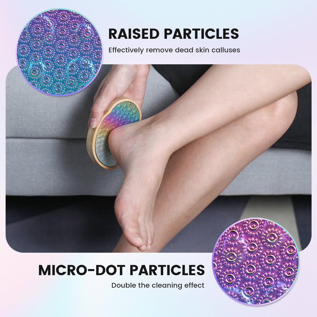 BEZOX Stainless Steel Pedi Egg Foot File Callus Remover for Dry and Wet Feet, Smooth Rough Skin, Plastic-Free Pedicure Tool Pumice Stone, Washable Foot Scrubber for Cracked Heels - Rainbow