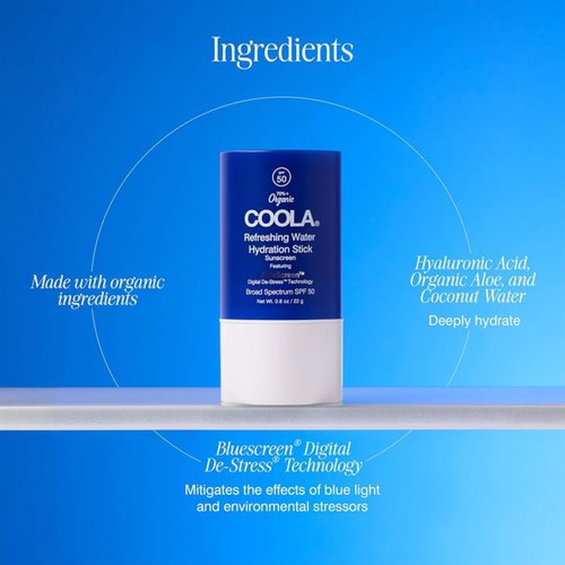 COOLA Organic Face Moisturizer - SPF 50 Sunscreen with BlueScreen Technology | 0.8 Oz