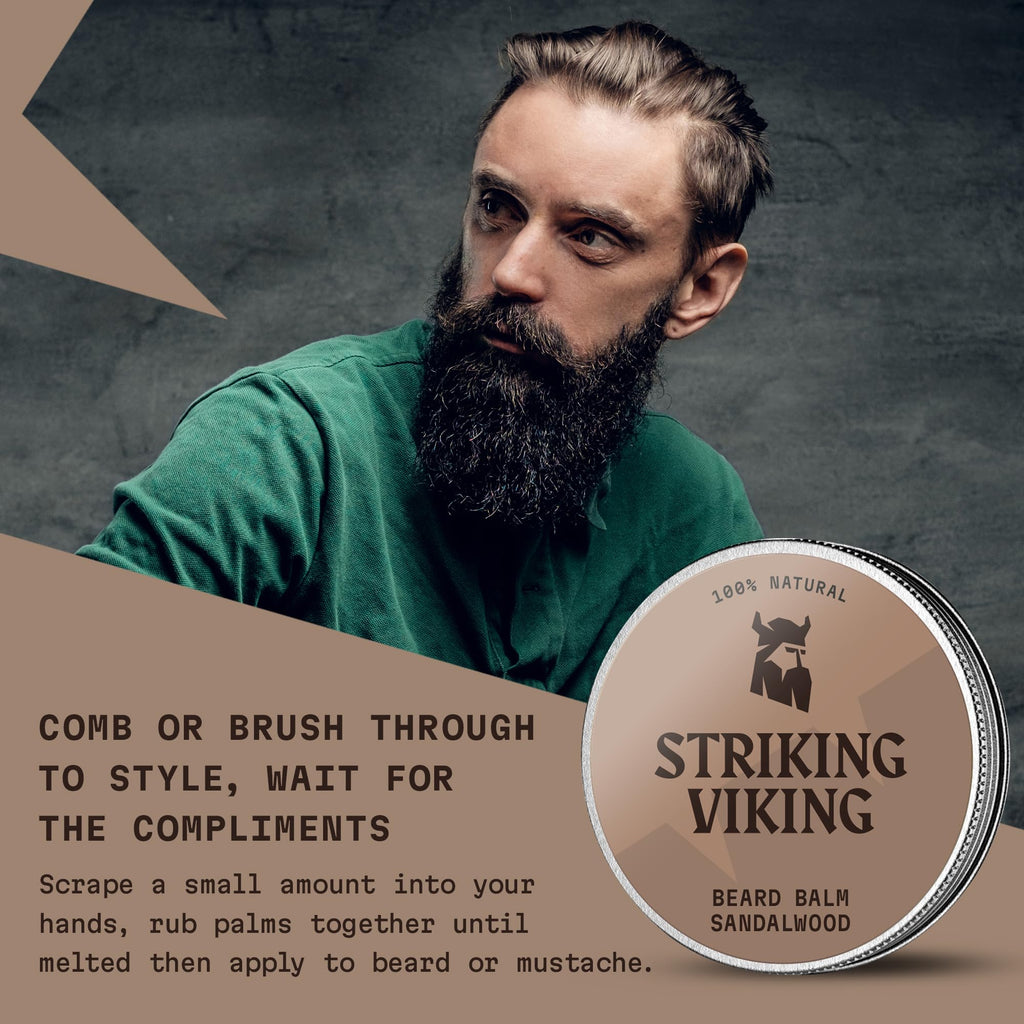 Striking Viking Beard Balm Sandalwood (1oz) & Beard Wash Sandalwood (17oz)
