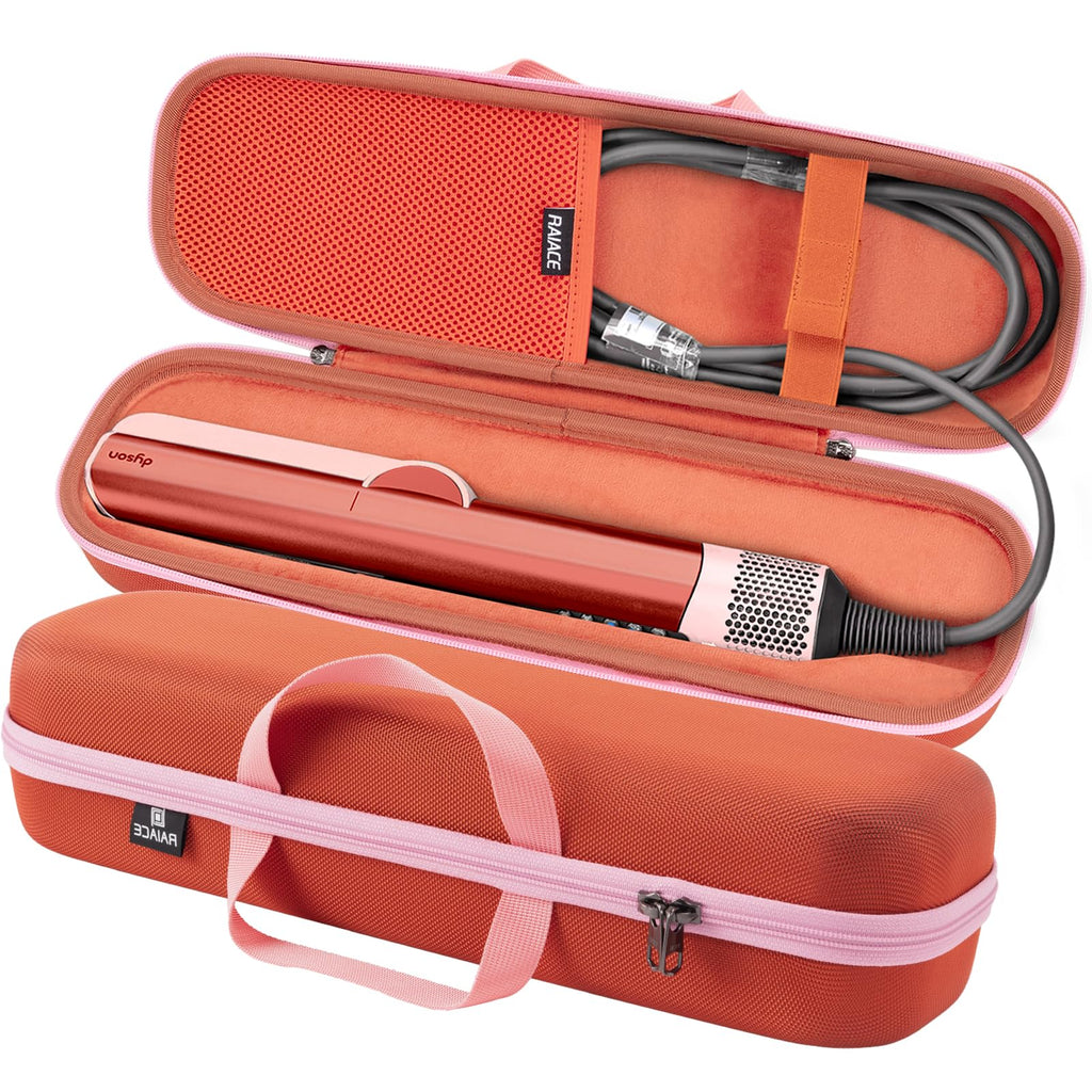 RAIACE Hard Carrying Case Compatible with dyson airstrait straightener, Travel Storage Bag. (for sale is case only) (Bronze red)