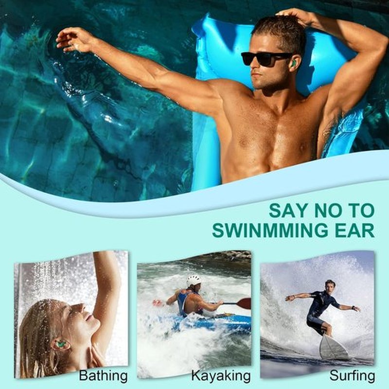 Skiennix Swimming Ear Plugs - Waterproof Reusable Silicone for Adults & Teens | 3 Pairs for Surfing, Snorkeling, Showering