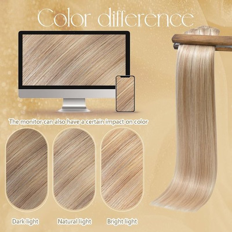 Hair Extensions Real Human Hair 12 Inches 75g Golden Blonde Highlights Hair Extensions Clip Ins Natural Silky Straight Blonde Extensions for Women Real Hair #16/22 7pcs