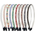 Lawie 10 Pack Crystal Rhinestone Headband, Glitter Sparkly Fancy Jeweled Headbands for Women, Skinny Elastic Metal Hair Bands with Fabric Ends, Fashion Headbands for Girls, Daily Work