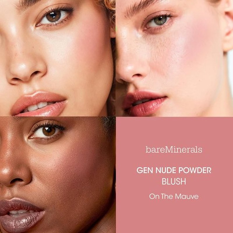 bareMinerals Gen Nude Powder Blush - Mineral-Based Pressed Powder + Blooming Blush Brush Set