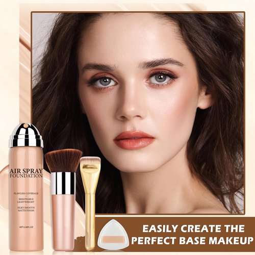 AIUEO Magic Minerals Airbrush Foundation Makeup Silky Mist Spray Foundation Makeup Airbrush Flawless Setting Spray Foundation for Mature Skin-Natural
