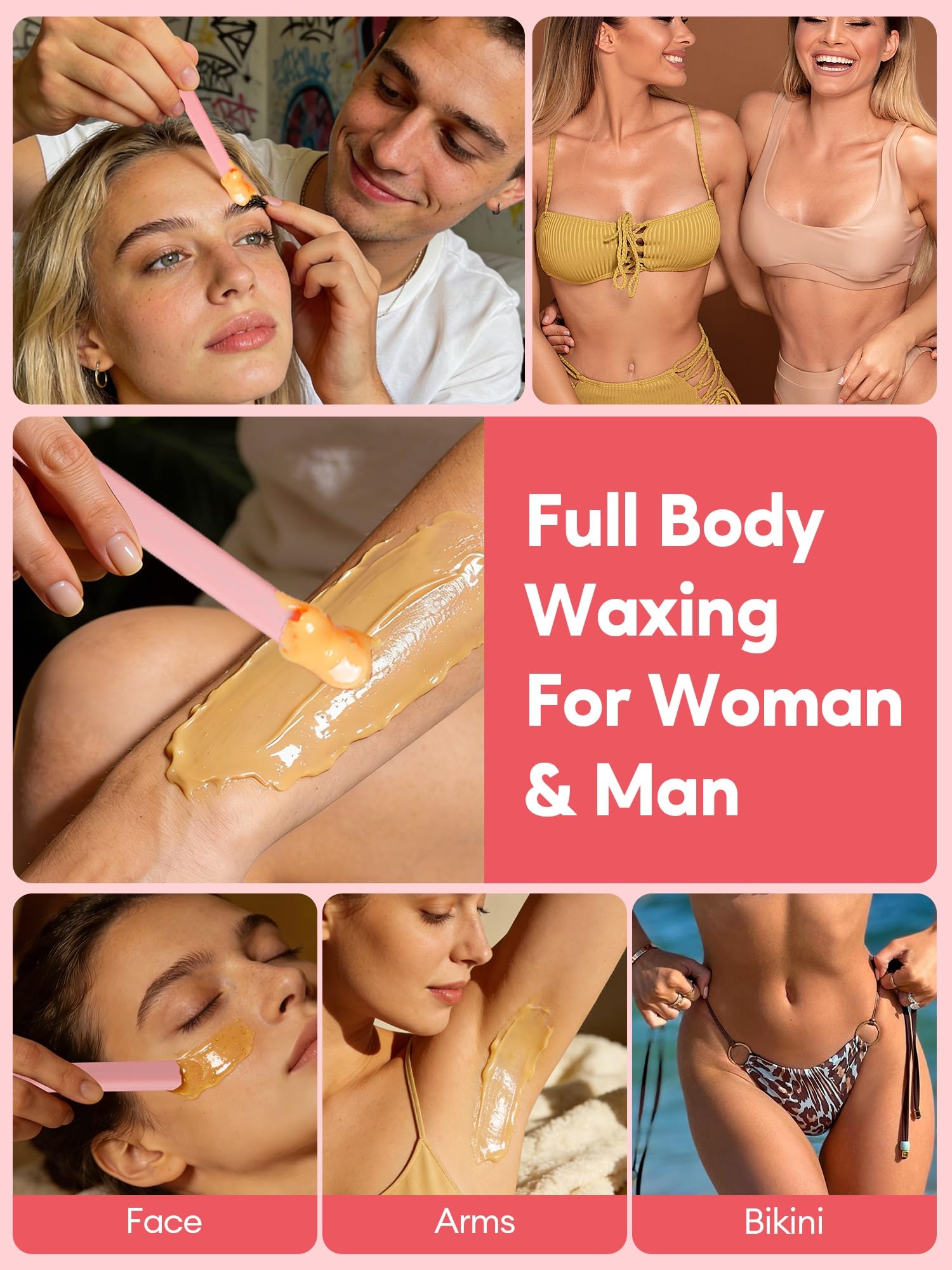 Mini Wax Warmer for Hair Removal,Foldable Silicone Wax Warmer for Hard Wax with 2 Reusable Silicone Applicator Sticks, 18.6Oz Portable Wax Warmer for Eyebrow, Face & Bikini, Travel Wax Kit