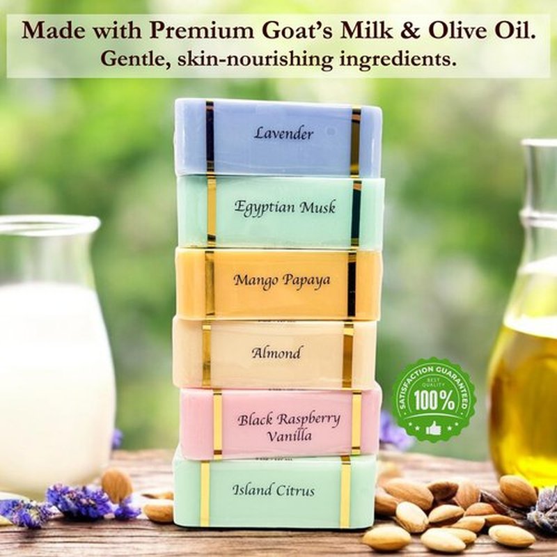 The Grecian Soap Company Goat Milk and Olive Oil Bar Soap – 6-Pack (5 Ounces Each, total 30ozs.) – Moisturizing Body Wash, Bar Soap for Bath and Shower, Goat Milk, Non-Toxic, Made in USA