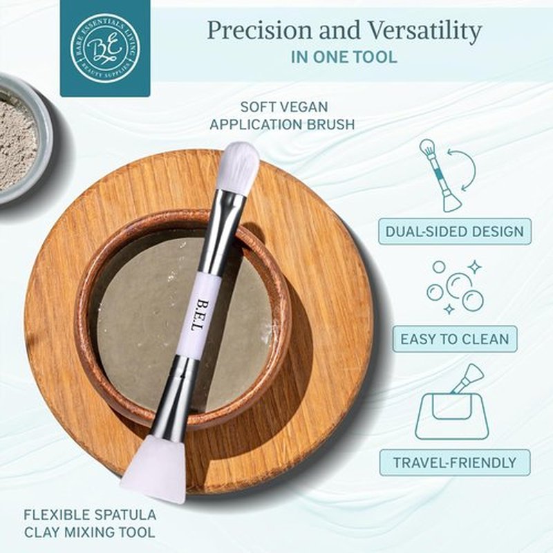 Bare Essentials Living - Clay Face Mask Brush | Dual Soft Silicone Applicator Tool in White (1 Pack) for Skincare and Moisturizers