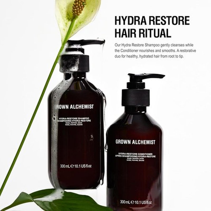 Grown Alchemist Hydra-Restore Shampoo - Gentle Moisturizing with Rose, Black Pepper & Sage | 300mL