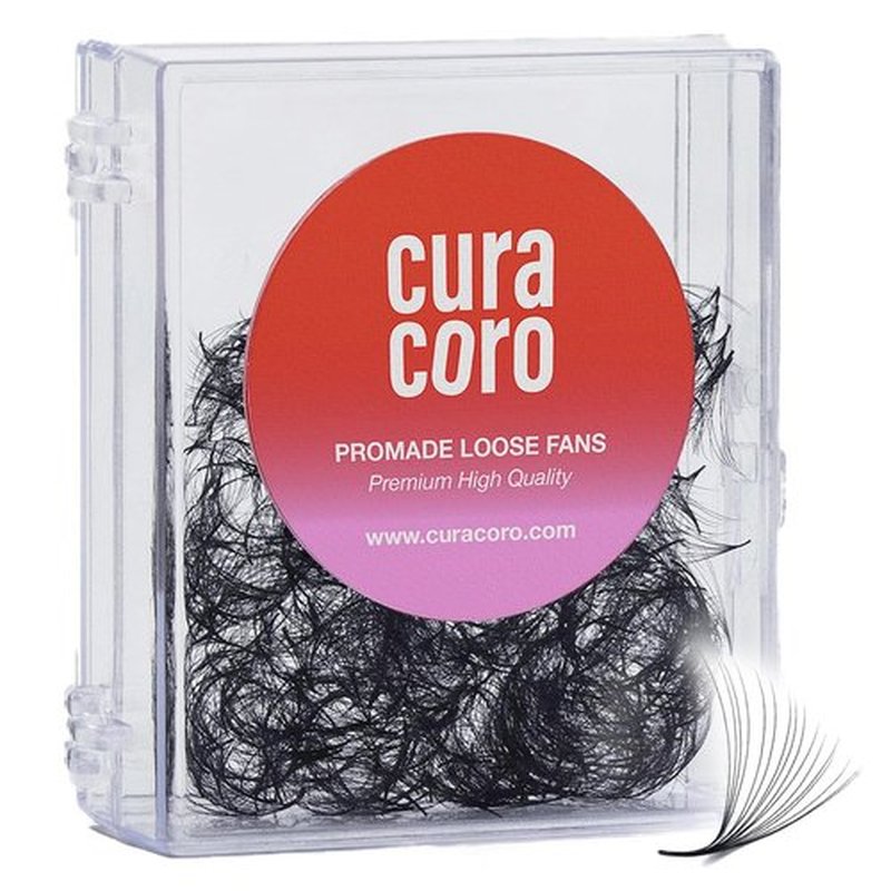 Curacoro Promade 500 Fans 10D-0.03 D Curl 11mm Length Handmade Volume Lash Fans for Long-Lasting Eyelash Extension