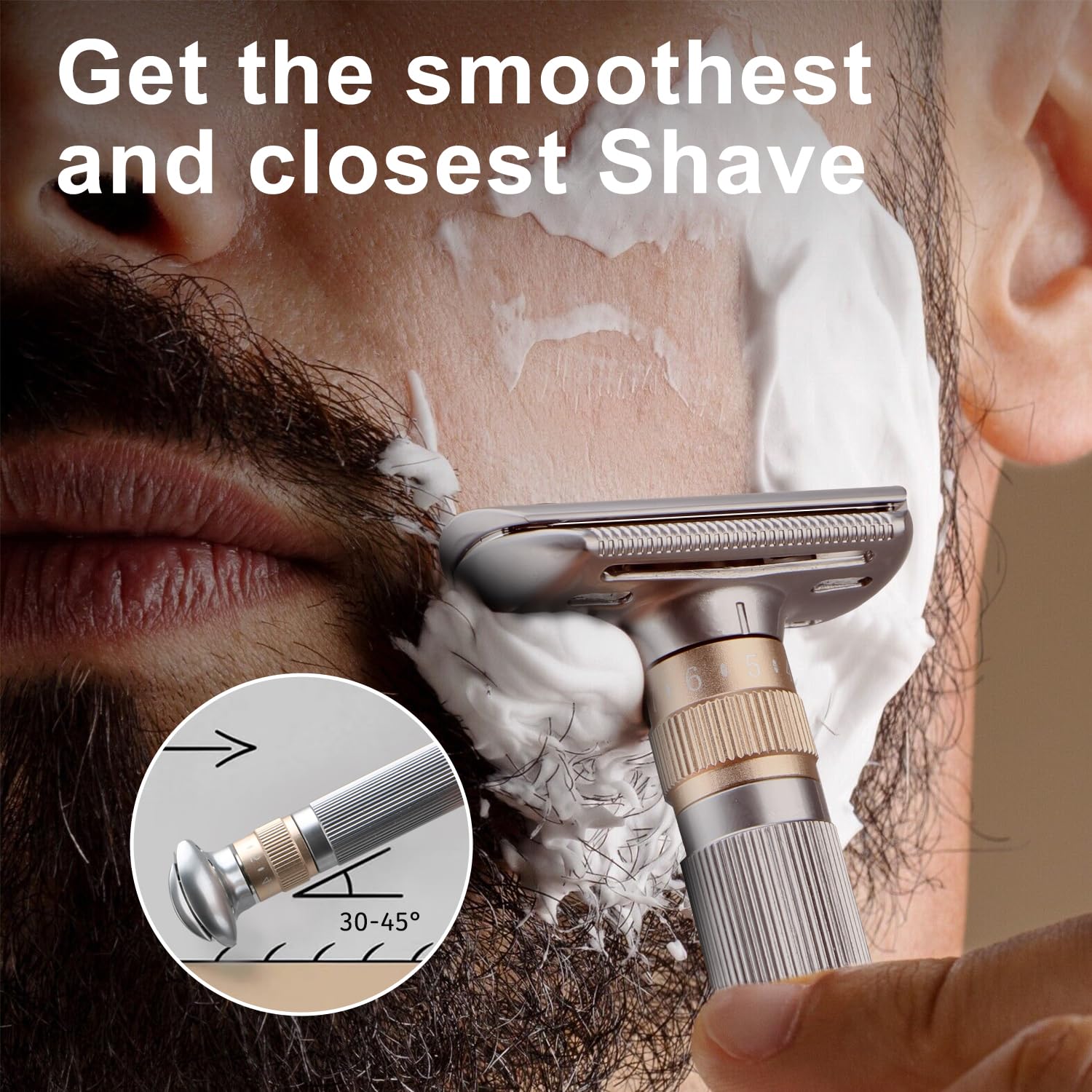 THURLADY Double Edge Safety Razor, Single Blade Razors for Men, with 10 Platinum Coated Swedish Safety Razor Blades, Sustainable, Close and Smooth Wet Shaving, Adjustable Blade Angle, Matte Silver