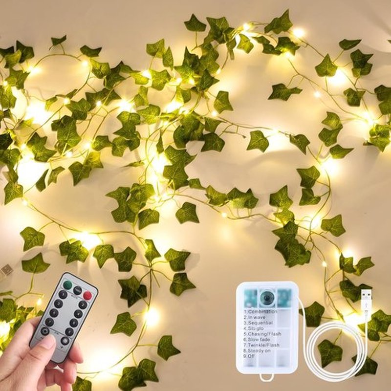 Skiennix 33ft LED Artificial Ivy Garland - 100 Fairy Lights for Home, Office & Wedding Decor